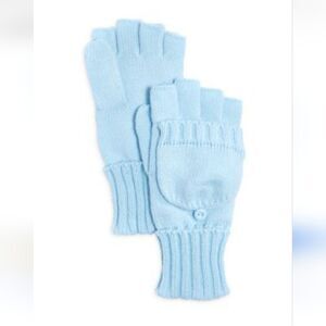 NWT Aqua Pop-top Knitted Gloves In Ice Blue One Size